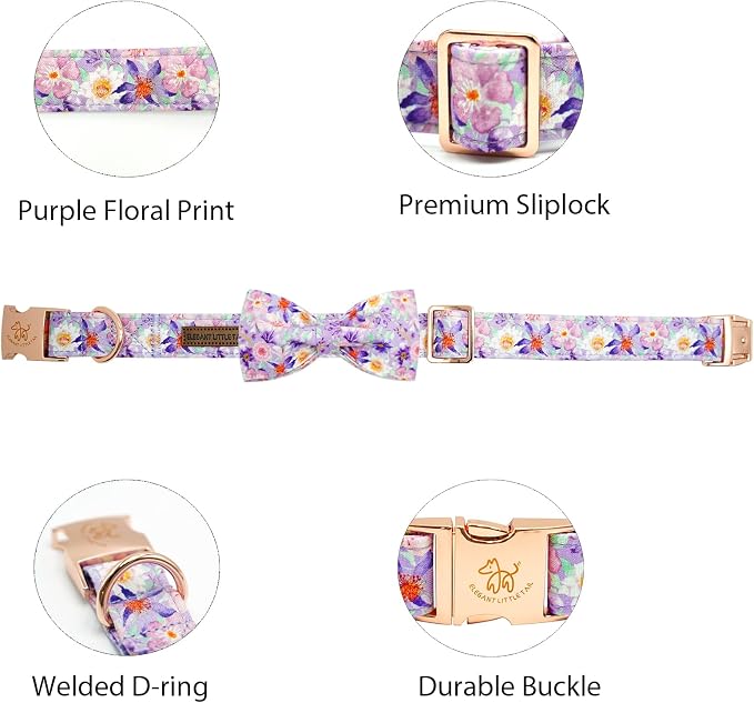 Elegant little tail Dog Collar, Rose Print Pet Collar Summer Dog Collar Durable - Image 2