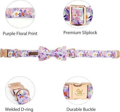 Elegant little tail Dog Collar, Rose Print Pet Collar Summer Dog Collar Durable - Image 2