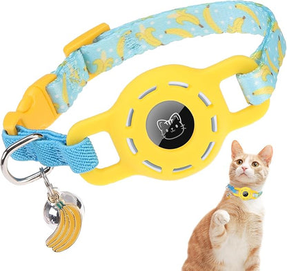 BINGPET AirTag Cat Collar with Bells, Upgraded Safety Elastic Cat Collar with by BINGPET