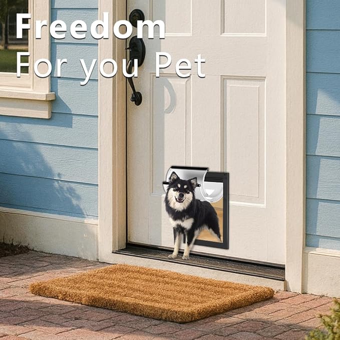 Aluminum Medium Dog Door with 2 Sliding Lock Panels, Doggie Door - Image 2