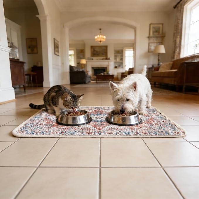 PUPTECK Dog Food Mat, Absorbent Pet Feeding Bowl Mat, Non-Slip Dog Mat - Image 8