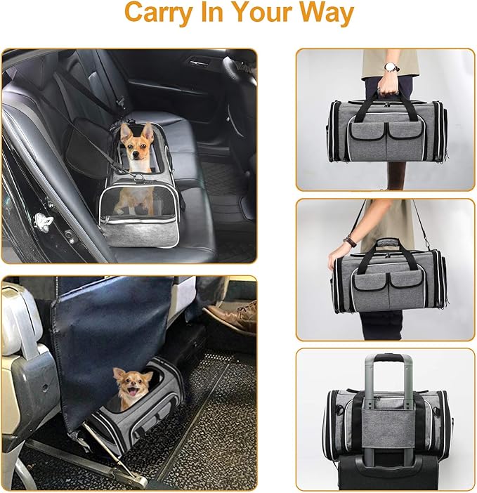 Estarer Soft Sided Pet Carrier Airline Approved, 4 Sides Expandable Collapsible - Image 2