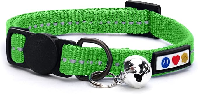 Pawtitas Recycled Green Reflective Cat Collar – Eco-Friendly Breakaway Safety by Pawtitas