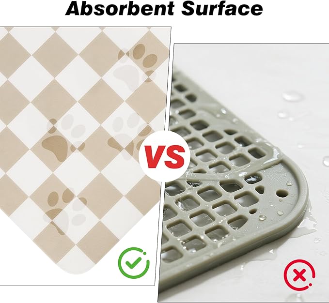 Checkered Dog Food Mat, Absorbent Leak-Proof Pet Feeding Mat, Quick Dry Cat - Image 9