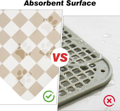 Checkered Dog Food Mat, Absorbent Leak-Proof Pet Feeding Mat, Quick Dry Cat - Image 9