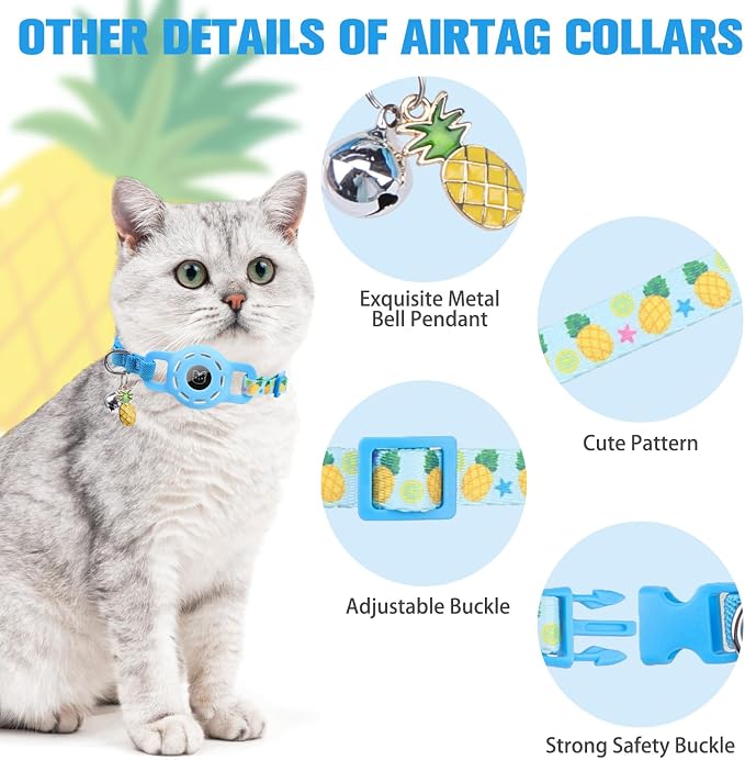 BINGPET AirTag Cat Collar with Bells, Upgraded Safety Elastic Cat Collar with - Image 6