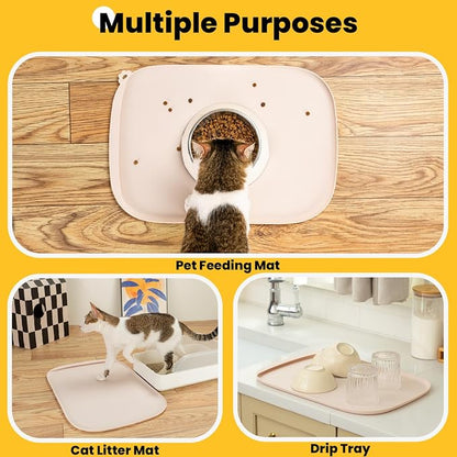 Silicone Dog Food Mat with Side Pocket & Hook Hole, Soft Raised Edges, Easy - Image 8