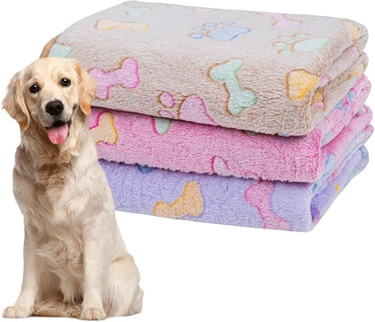 Dono 1 Pack 3 Dog Blankets, Soft Fluffy Fleece Pet Blanket Warm Sleep Mat Paw by Dono