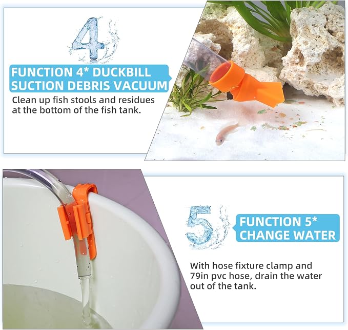 hygger Aquarium Gravel Cleaner Kit, Fish Net Aquarium Cleaning Brush, Patented - Image 6