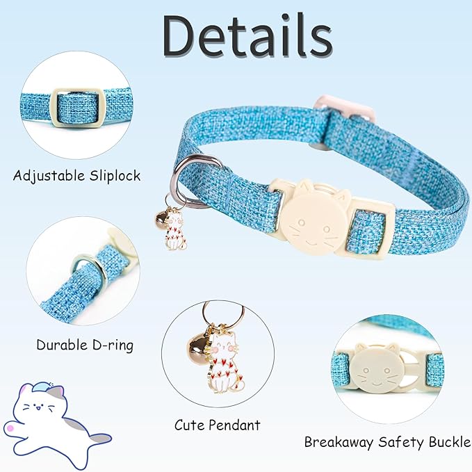 Cat Collar-2 Pack Cat Collar Blue and Pink Linnet - Image 2