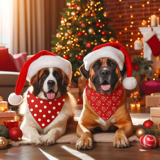 Chunful 100 Pieces Christmas Dog Bandanas Bulk Red and White Xmas Bandanas - Image 2