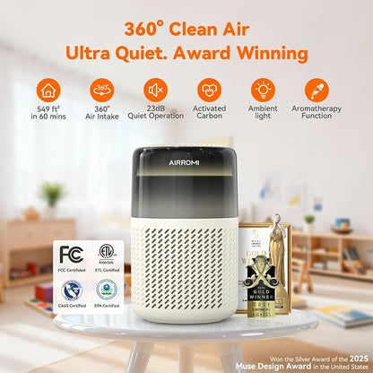 AIRROMI HEPA Air Purifier for Bedroom&Home, Pet Air Purifier for Home Pets - Image 2