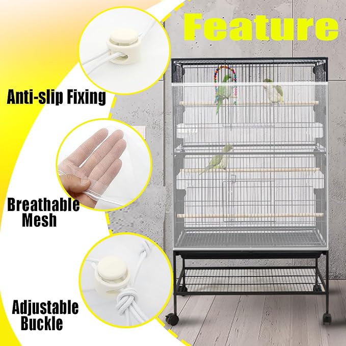 Bird Cage Seed Catcher Large Bird Cage Cover 118 * 31 inches Adjustable Net - Image 4