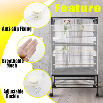 Bird Cage Seed Catcher Large Bird Cage Cover 118 * 31 inches Adjustable Net - Image 4