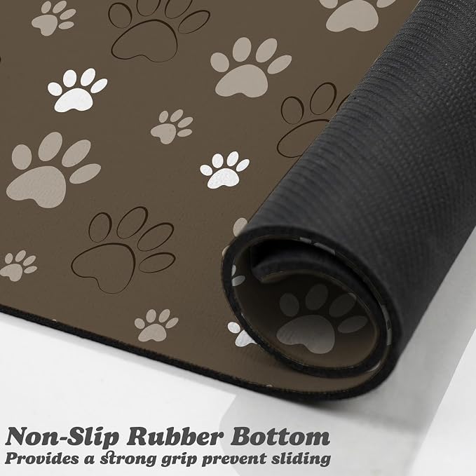 Dog Food Mat, Absorbent Water Bowl Mats Cat Pet Feeding Placemats Brown 17 * 30 - Image 3