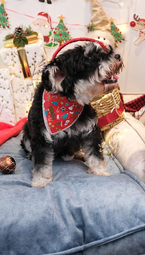 Lionet Paws Christmas Dog Bandana Washable Cotton Handkerchief Scarf Triangle - Image 3