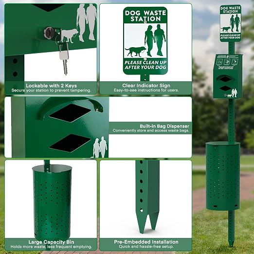 Dog Poop Trash Can Outside for HOA Communities, Durable Rust Proof Aluminum Dog - Image 7