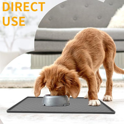 Ptlom Grey Pet Placemat for Dog and Cat, Waterproof Anti-Slip Pet Feeding Bowl - Image 3