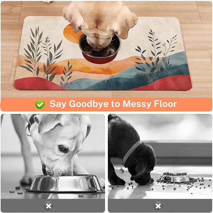 Absorbent Pet Dog Bowl Mat for Food and Water, Pet Cat Food Feeding Mat - Image 3