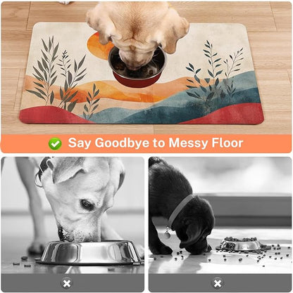 Absorbent Pet Dog Bowl Mat for Food and Water, Pet Cat Food Feeding Mat - Image 3