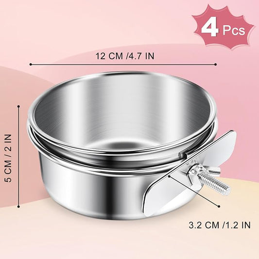 ToLanbbt 4 Pcs Stainless Steel Bird Food Bowls Bird Water Bowls - Image 2