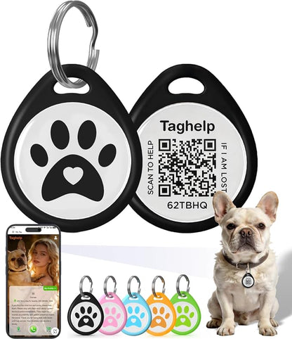 QR Code Dog ID Tag for Collar, Smart Pet ID by Taghelp