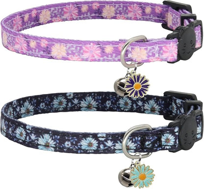 Cat Collar Breakaway, 2 Pack Cotton Cats Collars by Giecooh