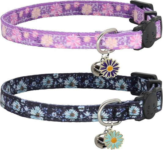 Cat Collar Breakaway, 2 Pack Cotton Cats Collars by Giecooh