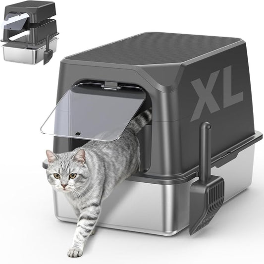 Enclosed Stainless Steel Cat Litter Box by CatLitterBox
