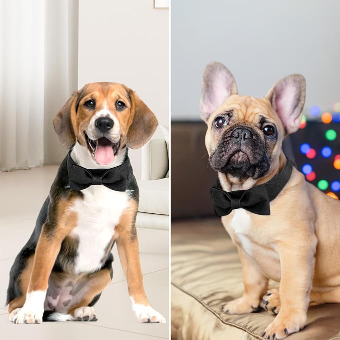 Segarty Bow Ties for Dogs Neck Girth 10.2-14.2in, Adjustable Black Bowtie - Image 4