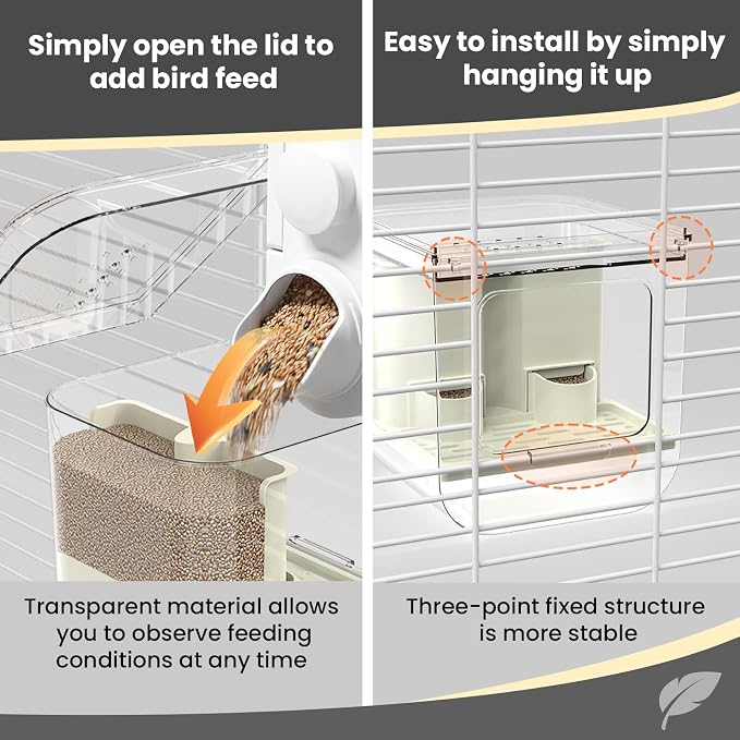 No Mess Automatic Bird Feeder, Transparent Seed Food Container, Bird Cage - Image 4