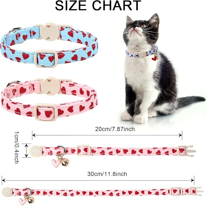 Cat Collar, Sweet Heart Kitten Collars Pink Hearts - Image 4