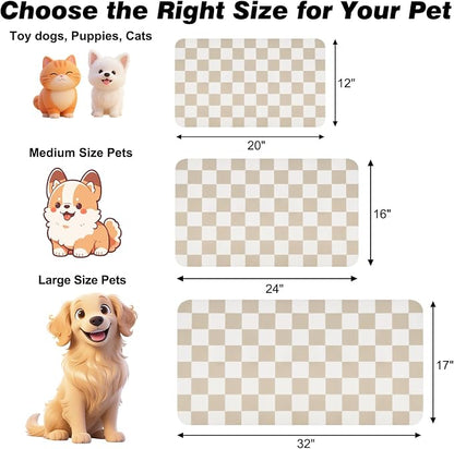 Checkered Dog Food Mat, Absorbent Leak-Proof Pet Feeding Mat, Quick Dry Cat - Image 2
