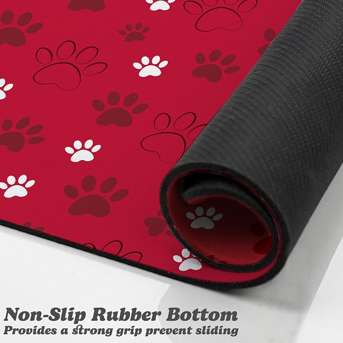 Dog Food Mat, Absorbent Water Bowl Mats Cat Pet Feeding Placemats Red 16 * 24 - Image 3