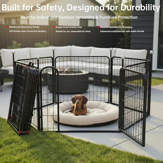 Puppy Playpen Indoor/Outdoor, 6 Panels Dog Pen Play Pen - Image 3