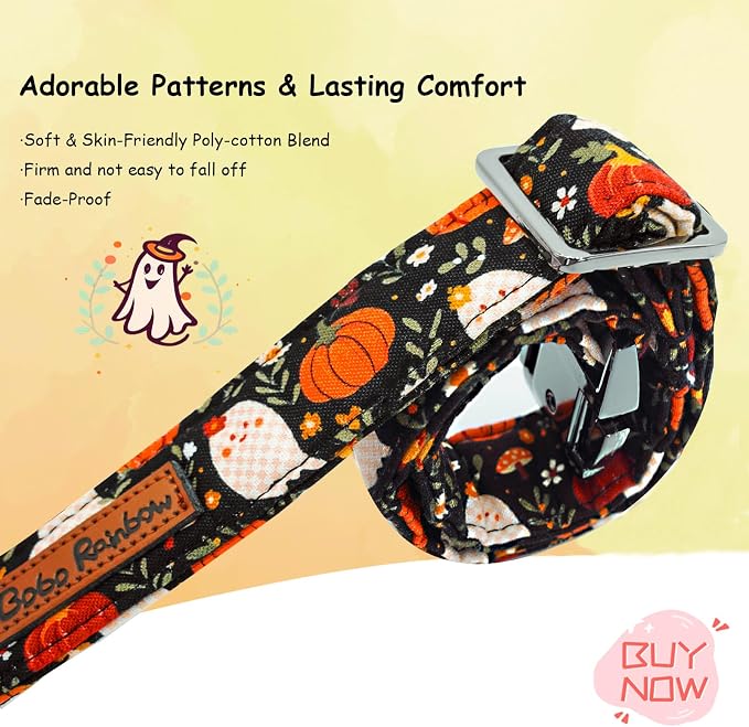 Halloween Dog Collar, Ghost Print Adjustable Pet Collar Fall Pumpkin Cute - Image 3