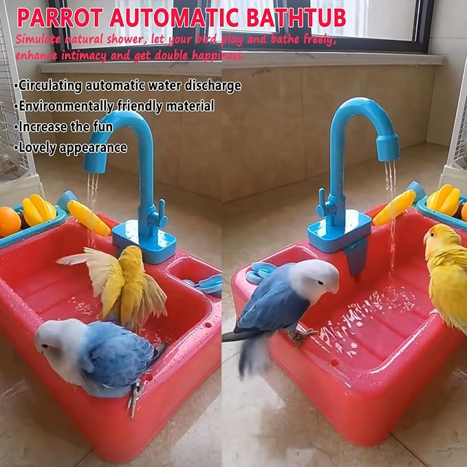 kathson Parrot Bathtub, Automatic Bird Shower Box, Bird Bathing Tub Pool Toy - Image 2