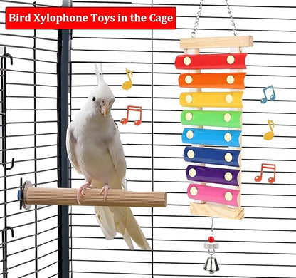 Large Parrot Suspensible Xylophone Toy, Medium Birds, African Grey - Image 2