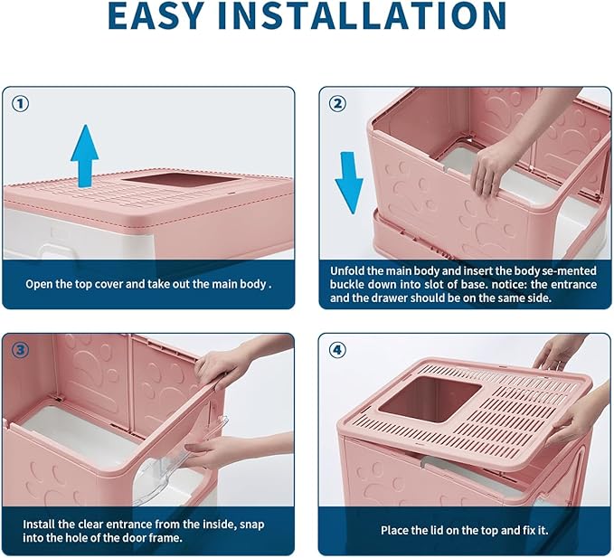 Cat Litter Box with Litter Mat and Scoop, Large Covered Litter Box with Lid - Image 6