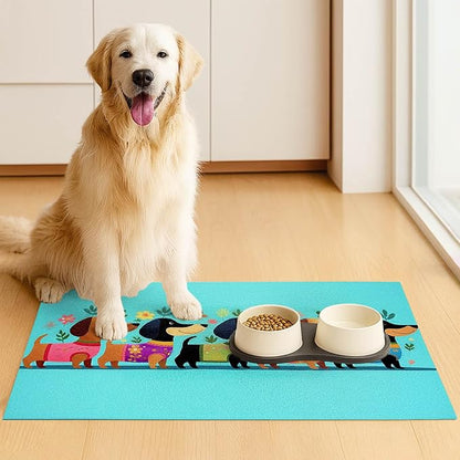 Spring Dachshund Pet Feeding Mat 24x16 Inch Cute Pet Feeding Area Mat Pet Food - Image 3