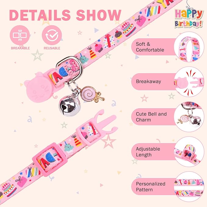 SCENEREAL Birthday Cat Collars Breakaway - Image 2