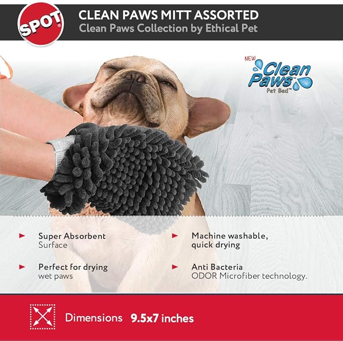 SPOT Clean Paws Chenille Microfiber Dog Towel Mitt - Image 8