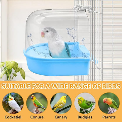 Tfwadmx 3Pcs Bird Bath for Cage Hanging Parakeet Bath Box Clear Bird Bathtub - Image 6