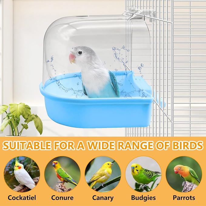 Tfwadmx 3Pcs Bird Bath for Cage Hanging Parakeet Bath Box Clear Bird Bathtub - Image 6