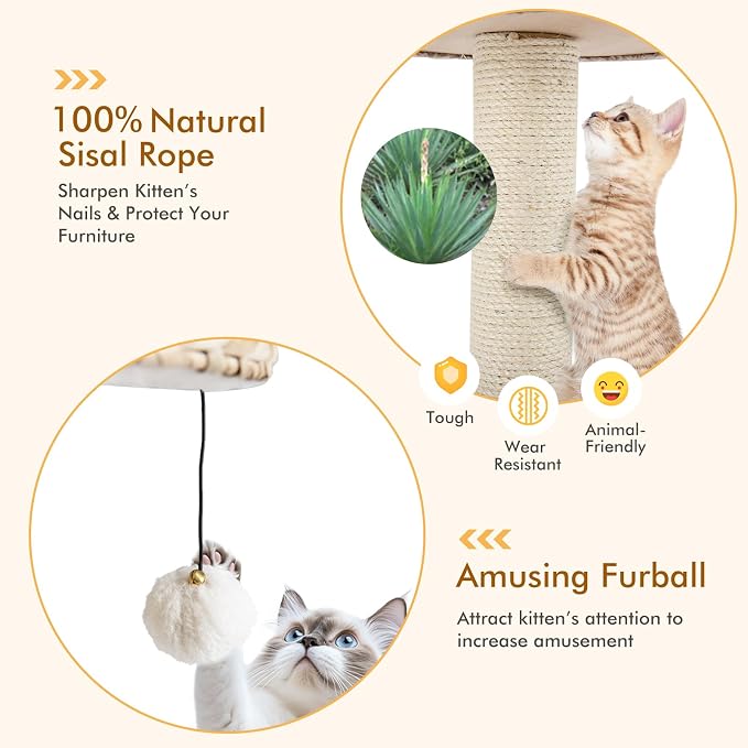 PETSITE 28-inch Modern Cat Tree, Small Cute Cat Tower Sisal Scratching Post - Image 6