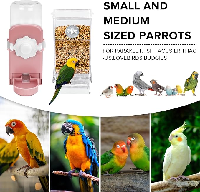 No Mess Bird Feeder Water Dispenser Set, Parakeet Cage Accessories, Bird Feeder - Image 3