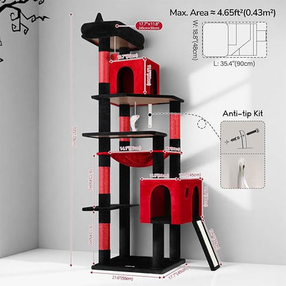 Globlazer Gothic Heavy Duty Cat Tree, 70in Tall Sturdy Goth Cat Tree - Image 5