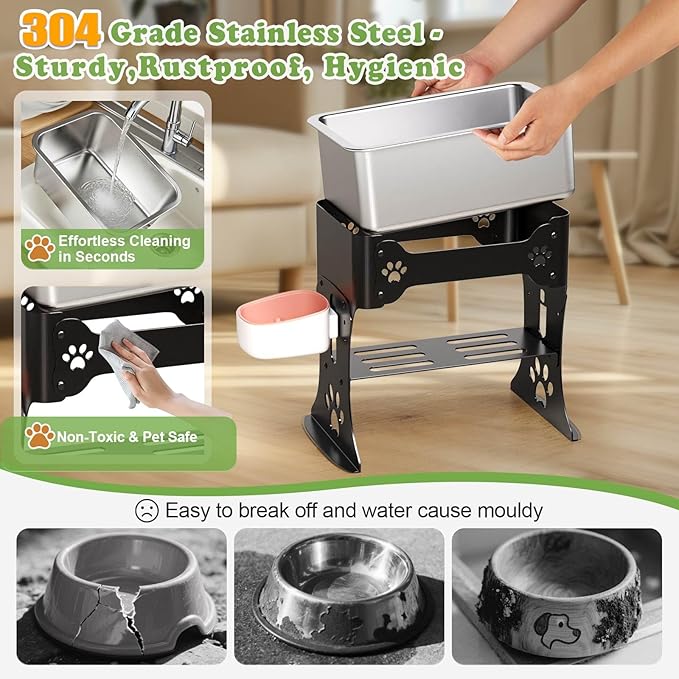 3 Gallon Elevated Large Dog Water Bowl, 3 Height Adjustable Stainless Steel - Image 5