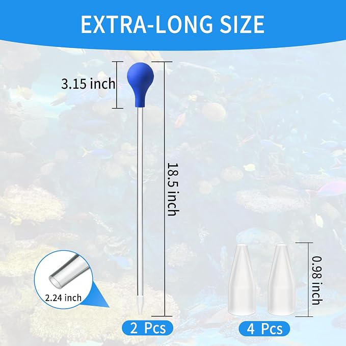 2 Pcs 18.5 in Long Pipette for Fish Tank Coral Food Feeder Long Syringe - Image 2