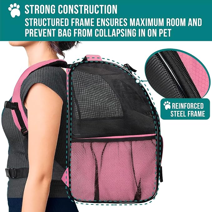PetAmi Dog Backpack Carrier for Small Large Cat, Ventilated Pet Hiking Backpack - Image 6